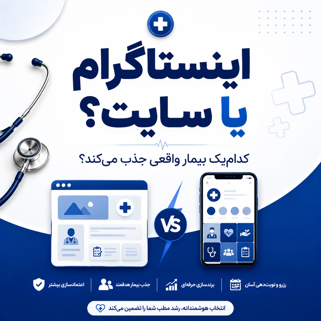تفاوت اینستاگرام و سایت برای جذب بیمار